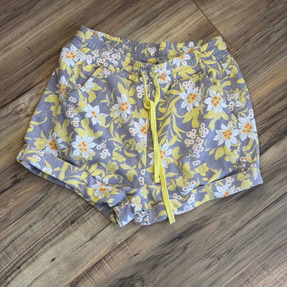 Daily Practice Anthropologie Floral Sweat Shorts‎ Women Small Beach Fisherman